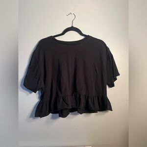 Black Ruffle Hem Women's Ruffle Top - 100% cotton